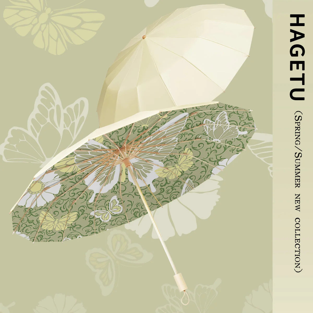 Folding Parasol | Floral Print & Lightweight | Includes Carry Case