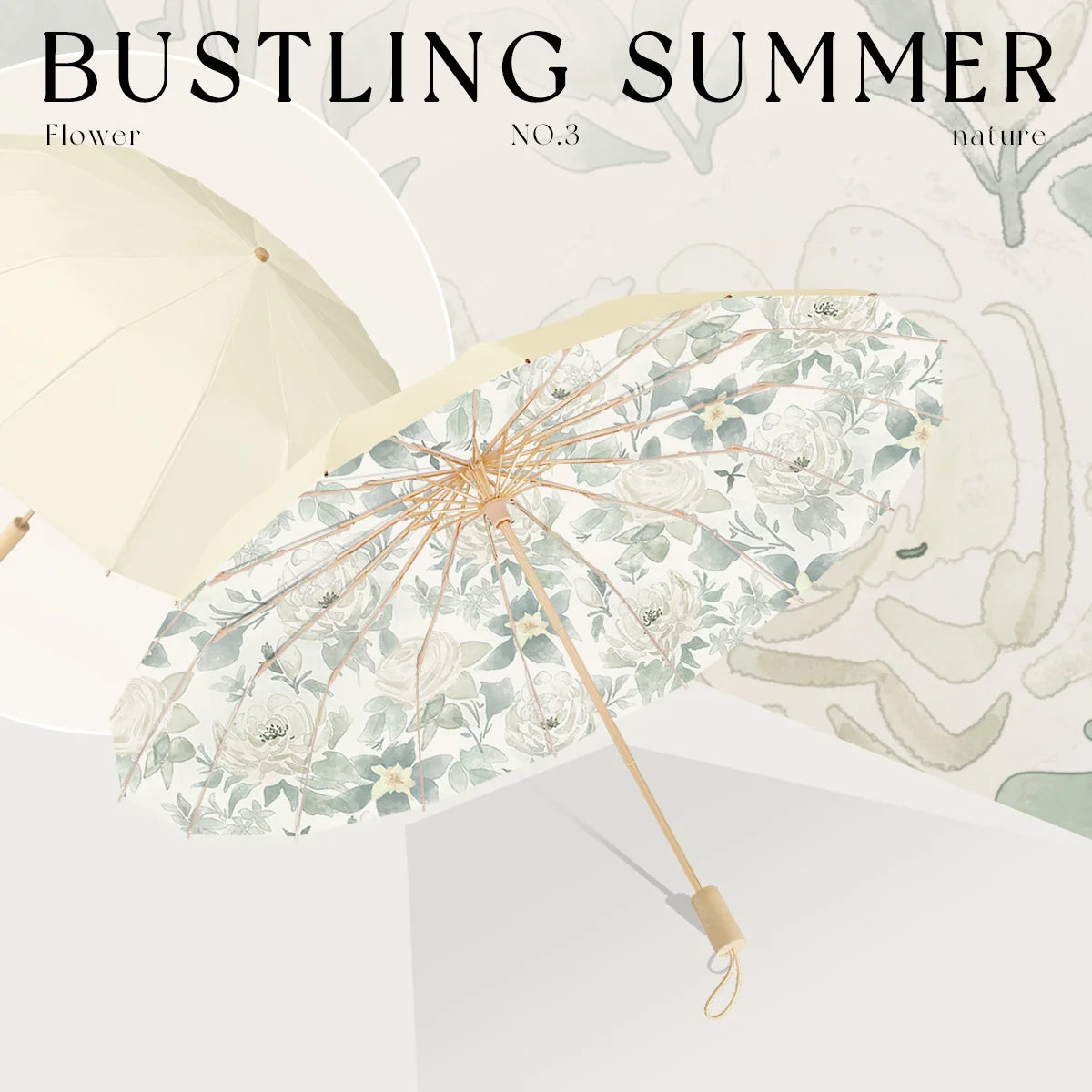 Folding Parasol | Floral Print & Lightweight | Includes Carry Case