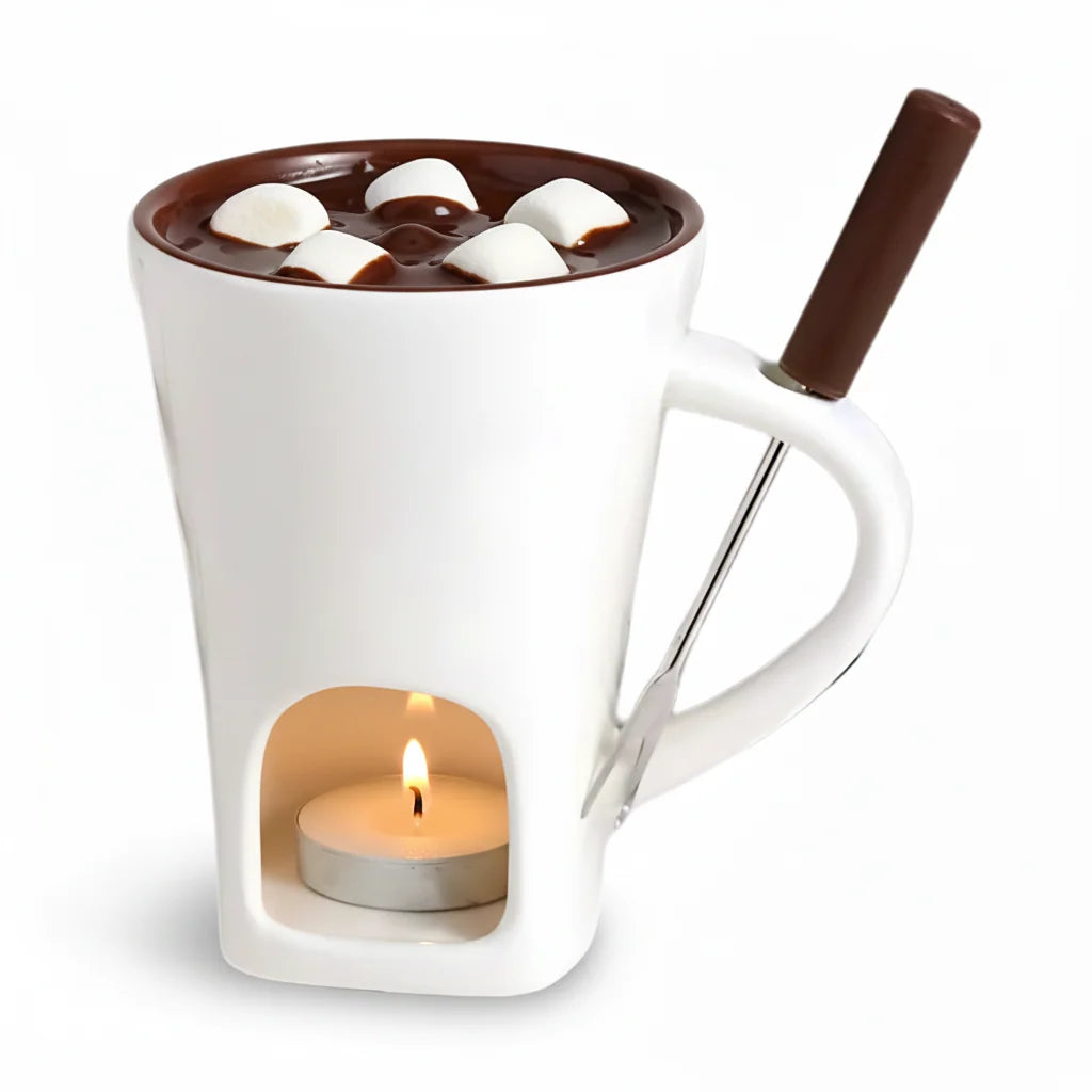 Fondue Set | Candle-Heated Ceramic & Dishwasher-Safe | For Two