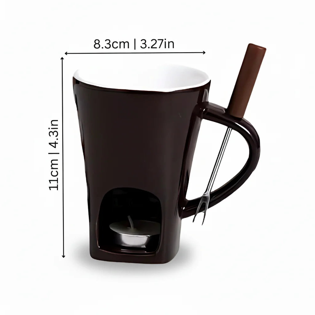 Fondue Set | Candle-Heated Ceramic & Dishwasher-Safe | For Two