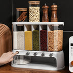 Food Storage Container | Airtight & Push-Button Dispensers | 5 Compartments
