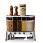 Food Storage Container | Airtight & Push-Button Dispensers | 5 Compartments