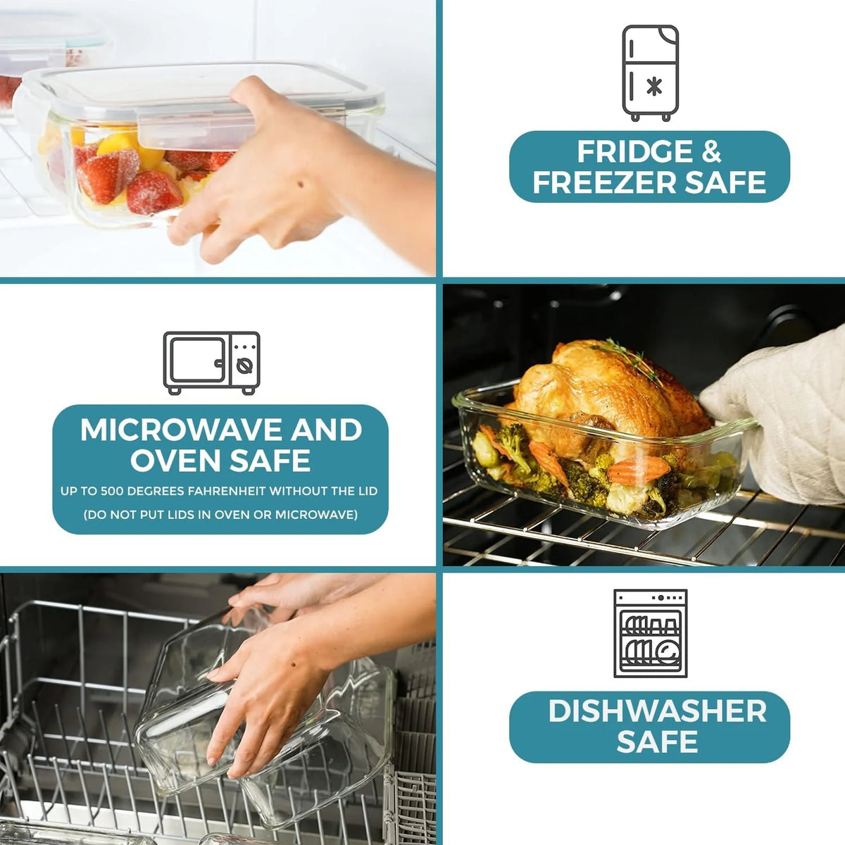 Food Storage Containers | Glass Airtight & Leak-Proof | 8-Piece Set