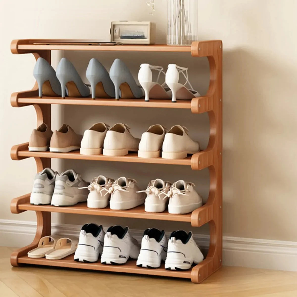 Freestanding Shoe Rack | Natural Bamboo & Open Shelves | Widths 30–80 cm