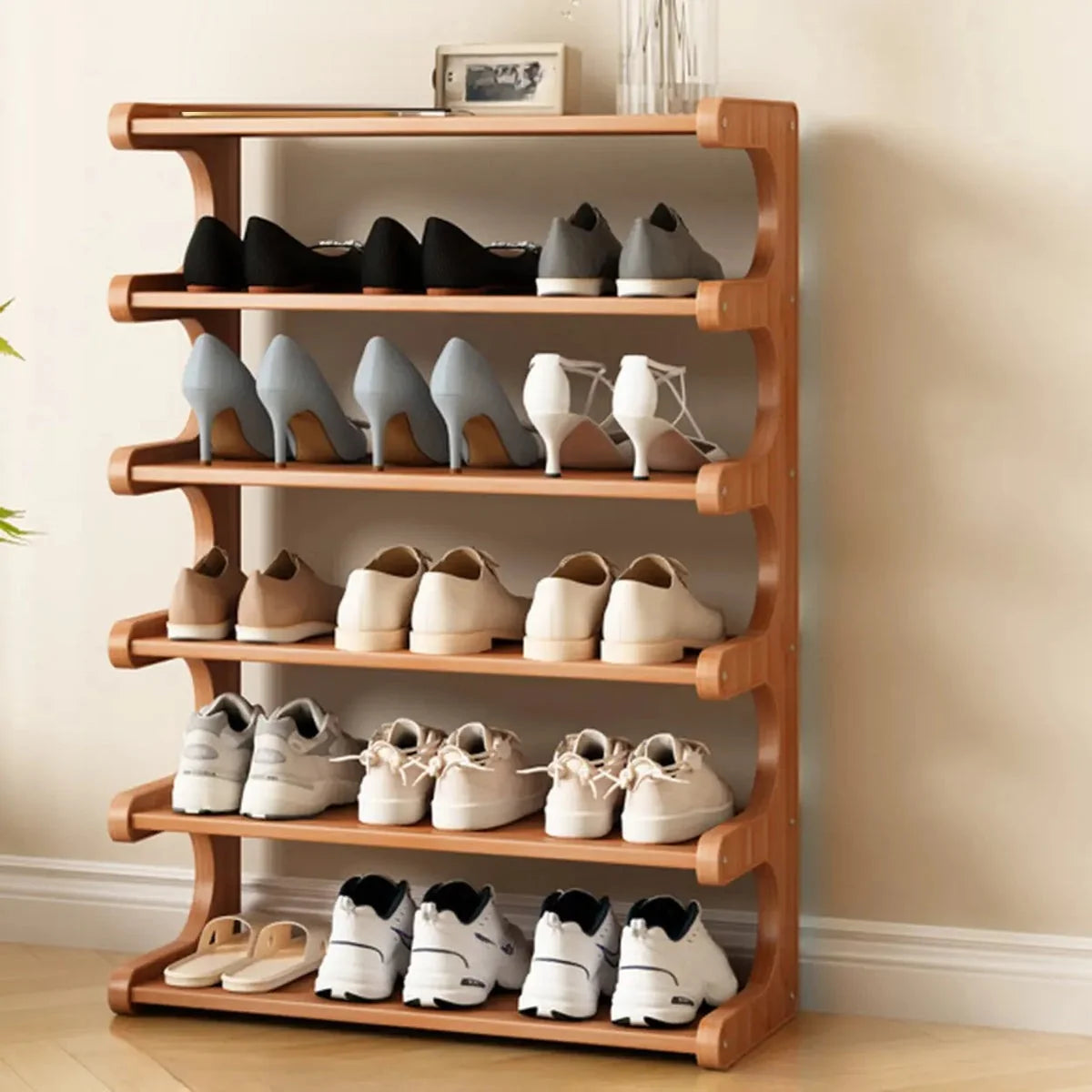 Freestanding Shoe Rack | Natural Bamboo & Open Shelves | Widths 30–80 cm