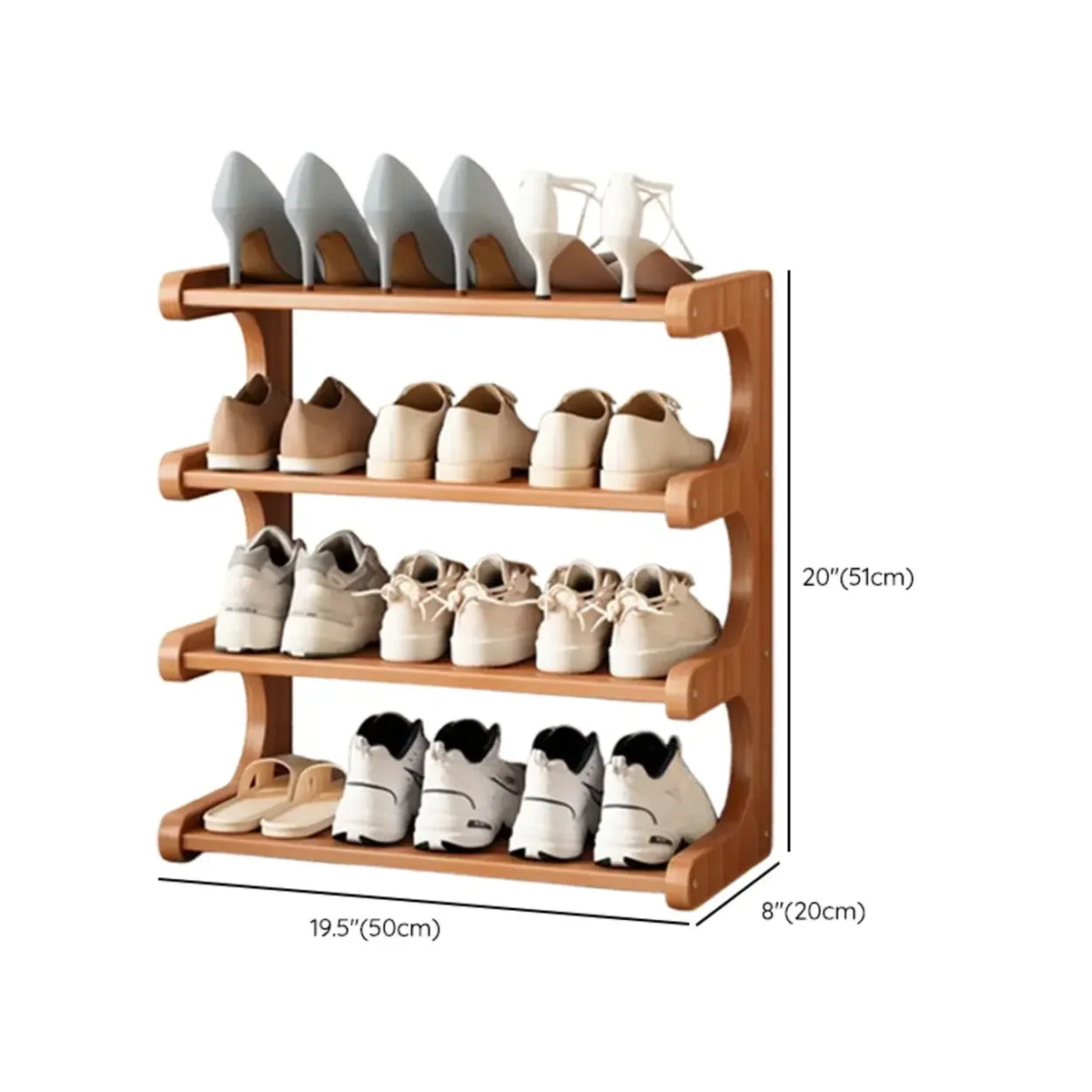 Freestanding Shoe Rack | Natural Bamboo & Open Shelves | Widths 30–80 cm