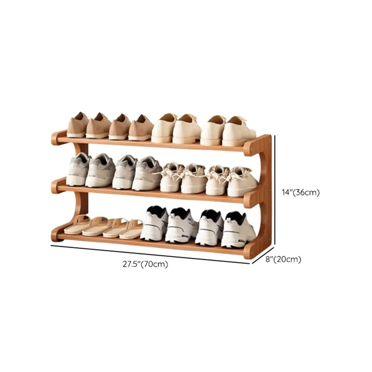 Freestanding Shoe Rack | Natural Bamboo & Open Shelves | Widths 30–80 cm