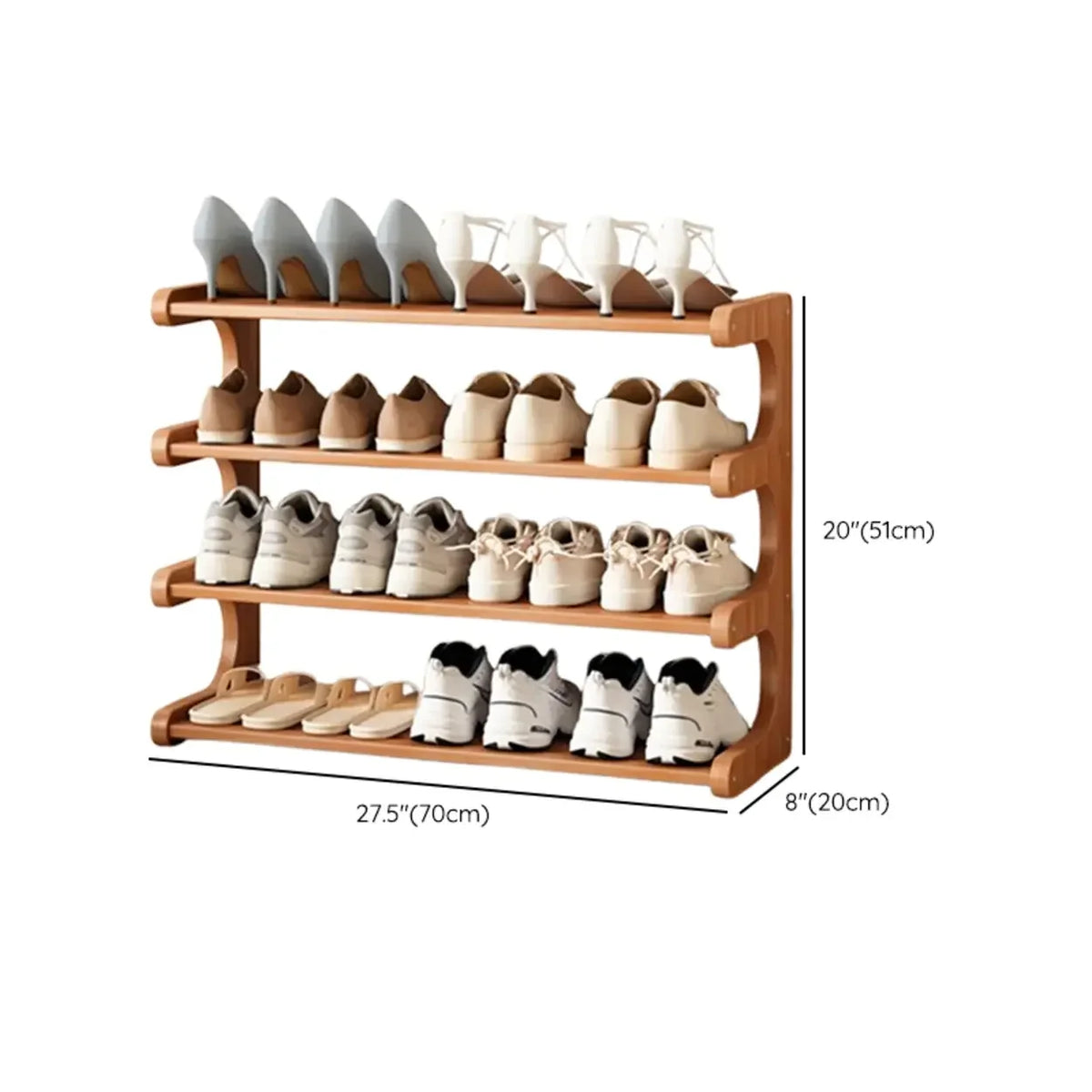 Freestanding Shoe Rack | Natural Bamboo & Open Shelves | Widths 30–80 cm