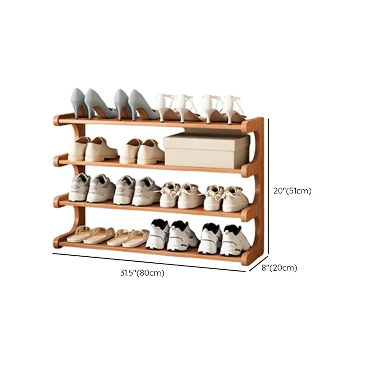 Freestanding Shoe Rack | Natural Bamboo & Open Shelves | Widths 30–80 cm