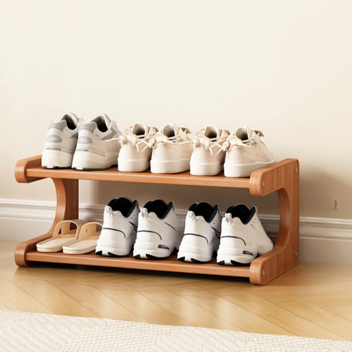 Freestanding Shoe Rack | Natural Bamboo & Open Shelves | Widths 30–80 cm