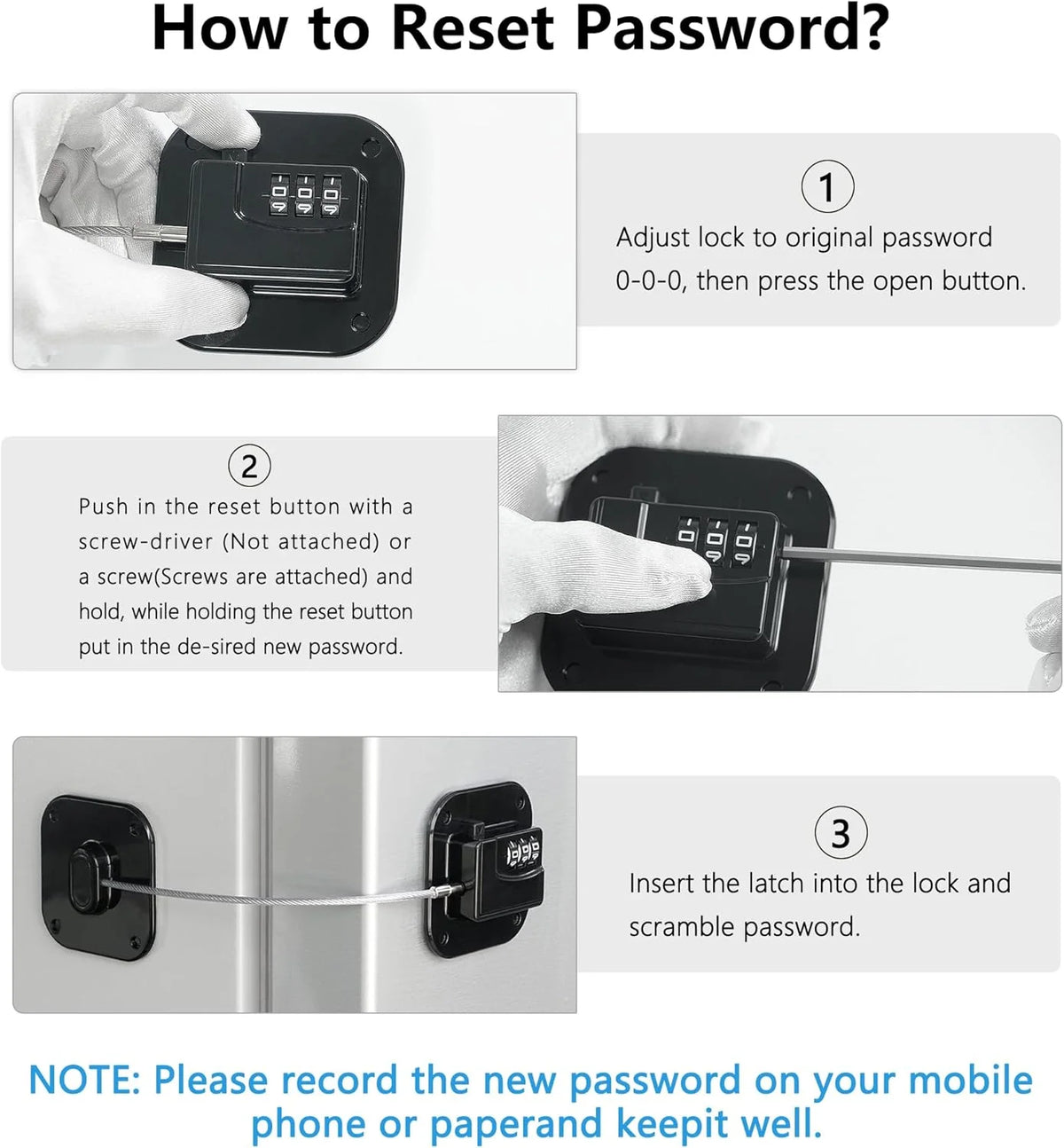 Fridge Lock | Keyless 3-Digit Combo & Steel Cable | 2-Pack