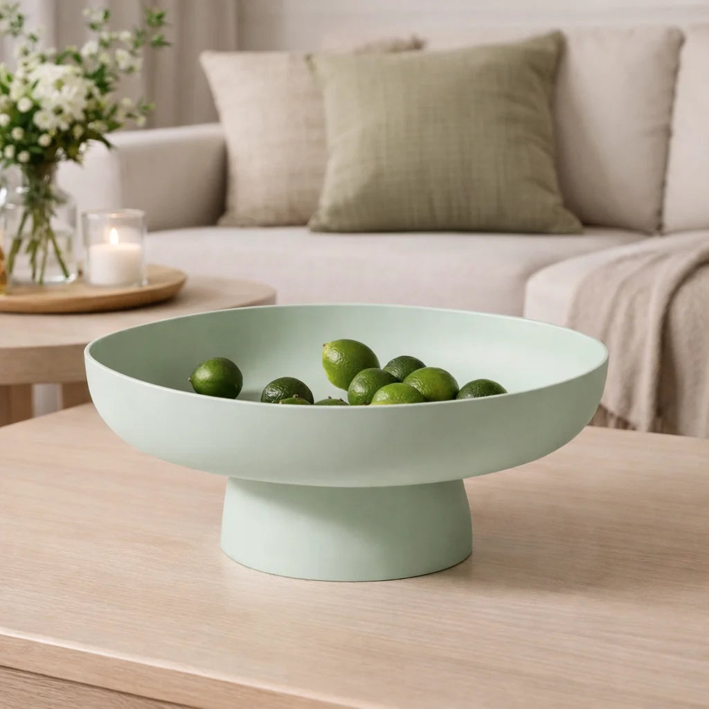 Fruit Bowl | Retro Ceramic Pedestal & Wide Bowl