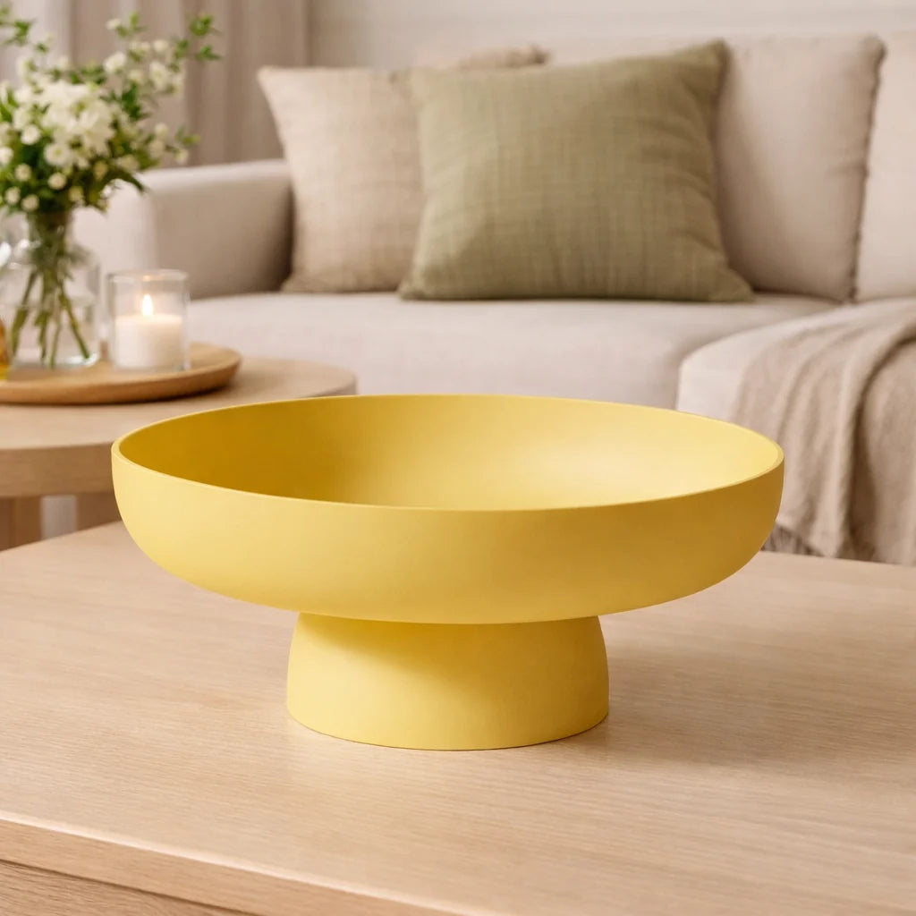 Fruit Bowl | Retro Ceramic Pedestal & Wide Bowl