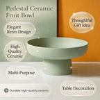 Fruit Bowl | Retro Ceramic Pedestal & Wide Bowl