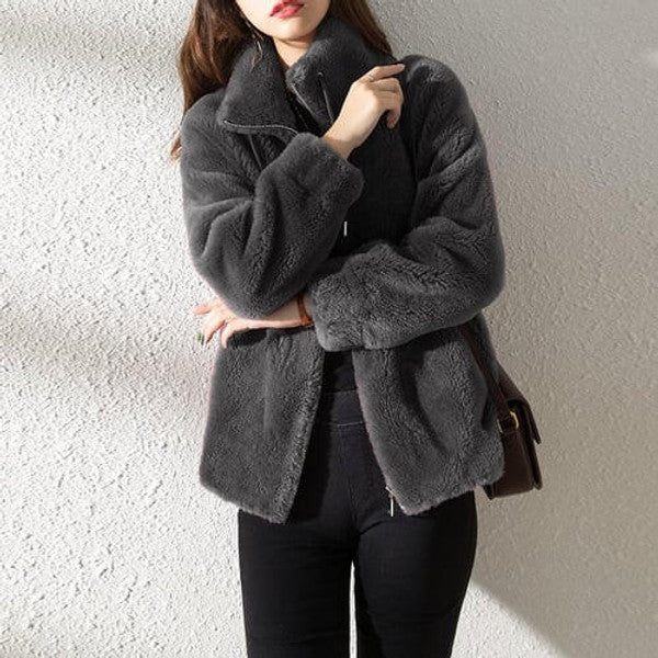 Fur Jacket | Cozy Double-Layer Fur & Stand-Up Collar | Oversized Fit
