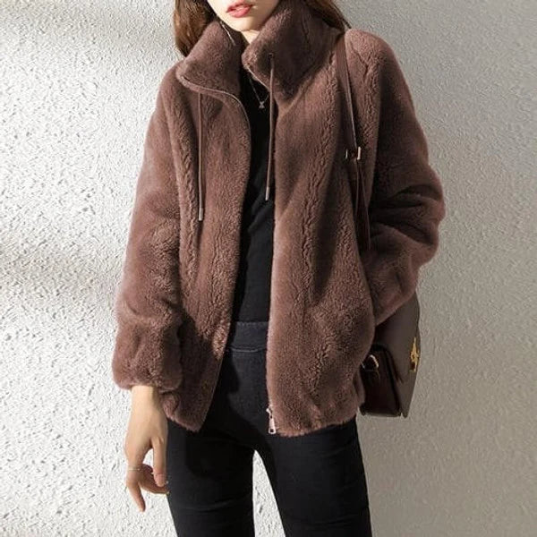 Fur Jacket | Cozy Double-Layer Fur & Stand-Up Collar | Oversized Fit