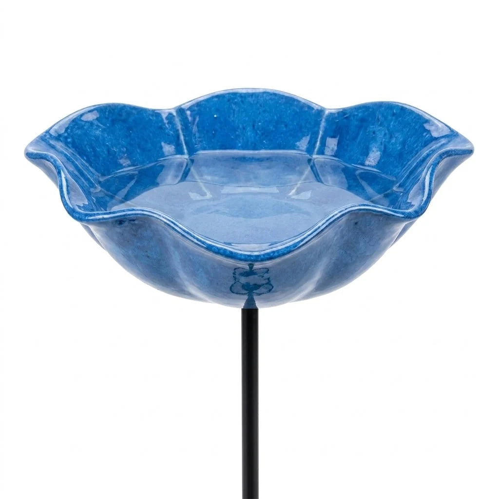 Garden Bird Bath Stand | Colorful Flower-Shaped Ceramic