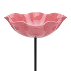 Garden Bird Bath Stand | Colorful Flower-Shaped Ceramic