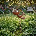 Garden Bird Bath | Three-Tier Corten Steel