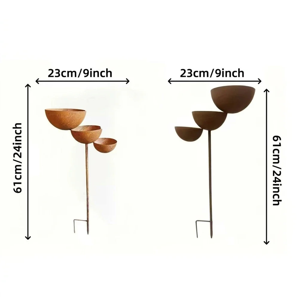 Garden Bird Bath | Three-Tier Corten Steel