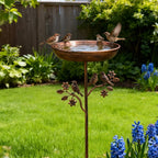 Garden Bird Bath | Decorative Metal Bowl | Ground Spike