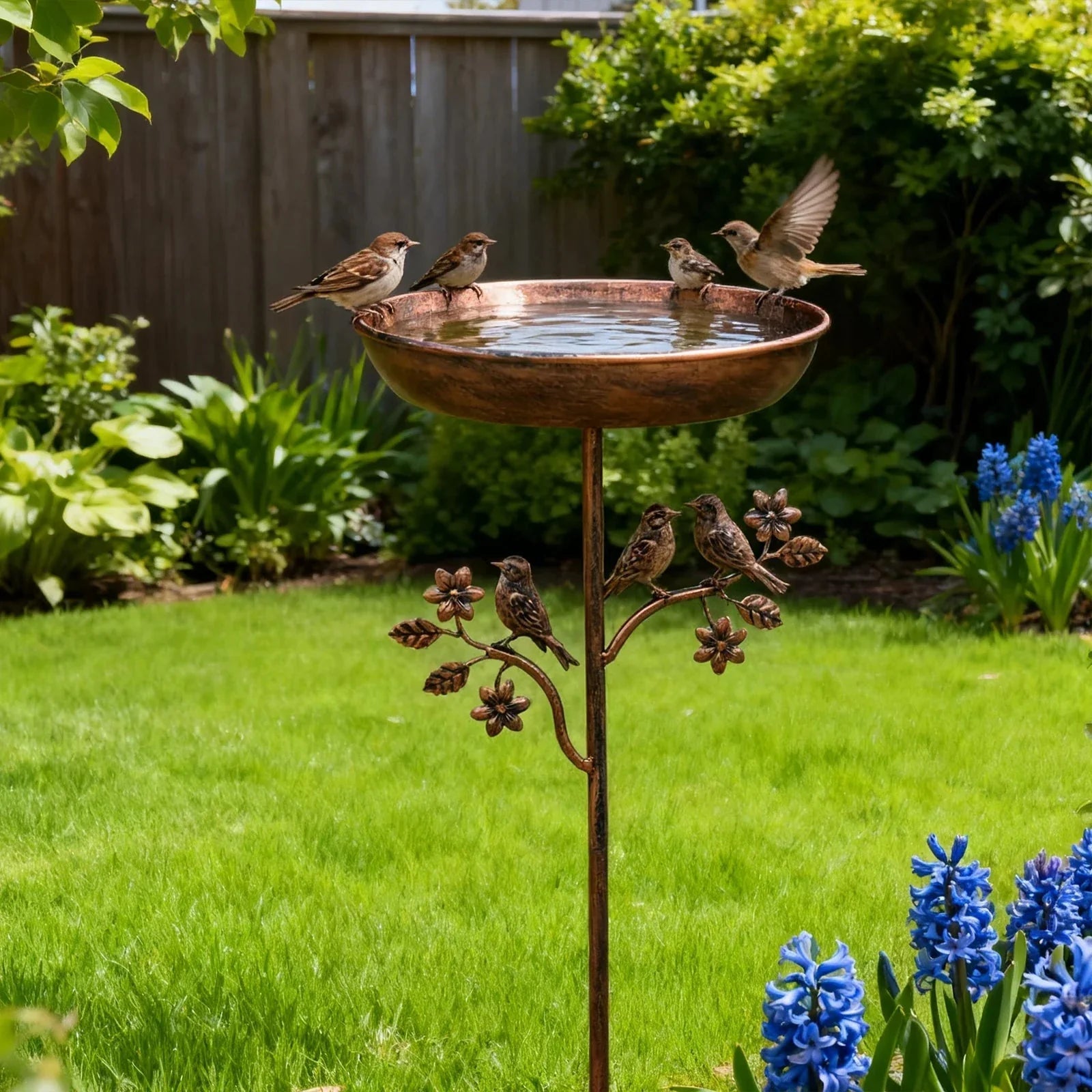 Garden Bird Bath | Decorative Metal Bowl | Ground Spike