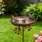 Garden Bird Bath | Decorative Metal Bowl | Ground Spike
