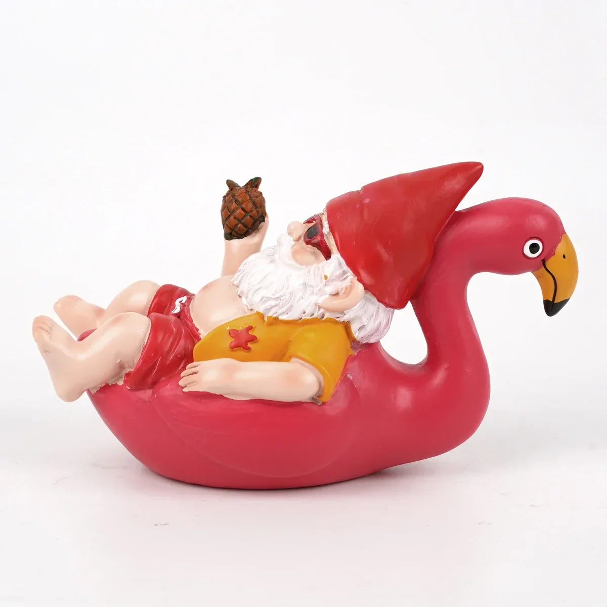 Garden Gnome Figurine | Tropical Flamingo & Pineapple | Weather-Resistant Resin