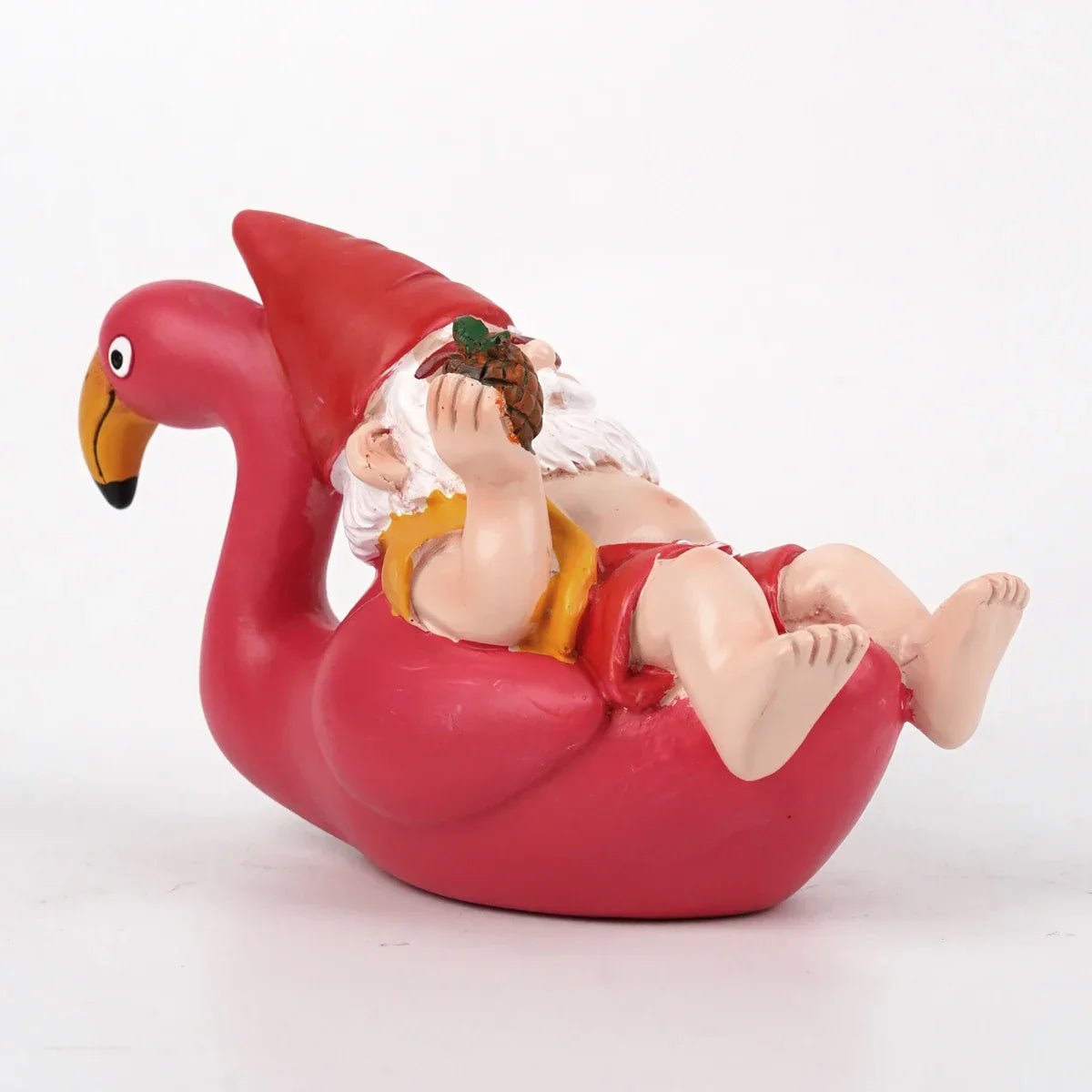 Garden Gnome Figurine | Tropical Flamingo & Pineapple | Weather-Resistant Resin