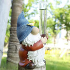 Garden Gnome Rain Gauge | Weather-Resistant Resin & Transparent Measuring Tube | 20 cm