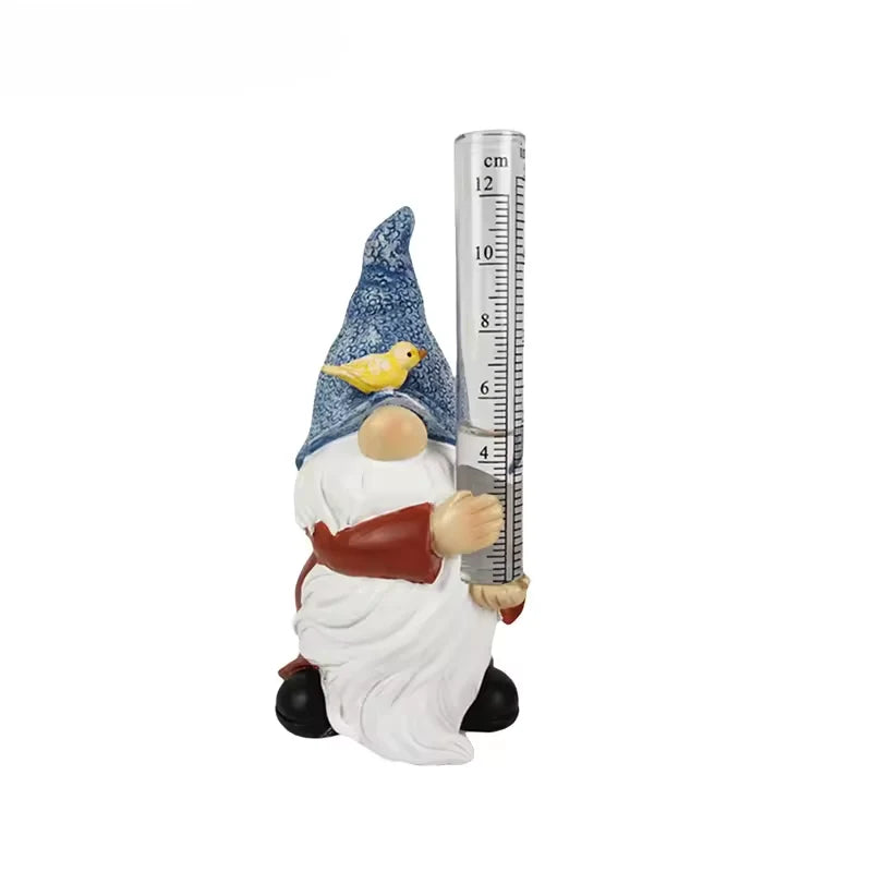 Garden Gnome Rain Gauge | Weather-Resistant Resin & Transparent Measuring Tube | 20 cm