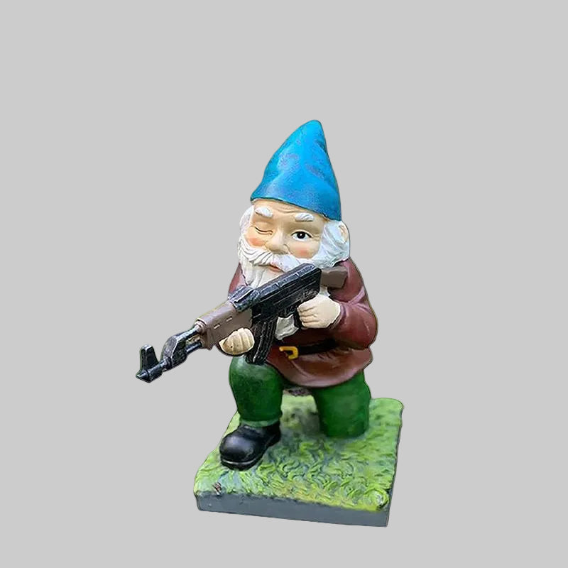Garden Gnome Statue | Military Camouflage & UV-Resistant Resin