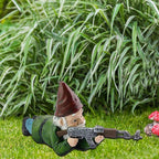 Garden Gnome Statue | Military Camouflage & UV-Resistant Resin