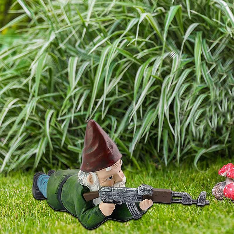 Garden Gnome Statue | Military Camouflage & UV-Resistant Resin