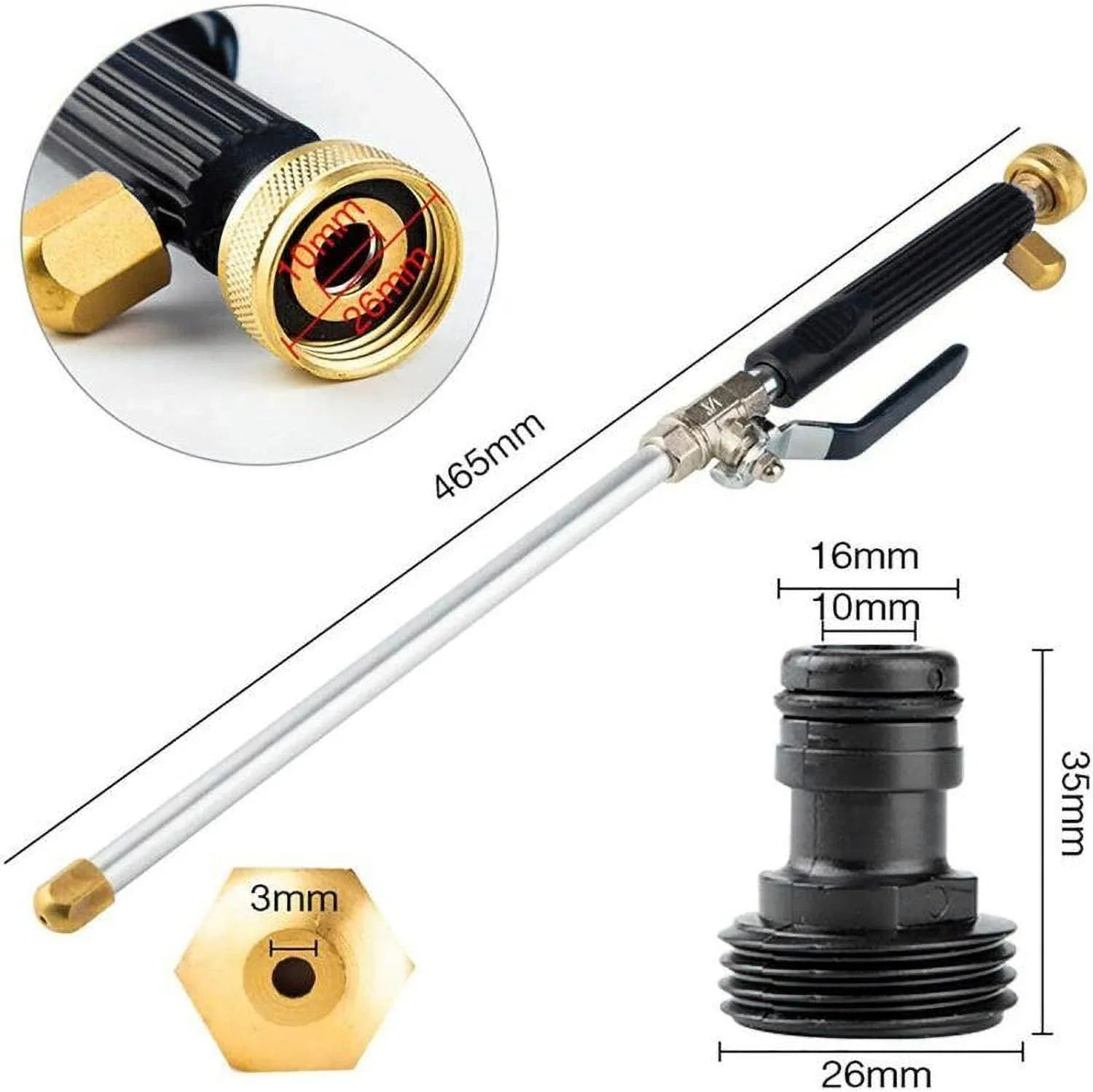 Hose Cleaning Attachment | Adjustable Multi-Spray Nozzle | Ergonomic Handle
