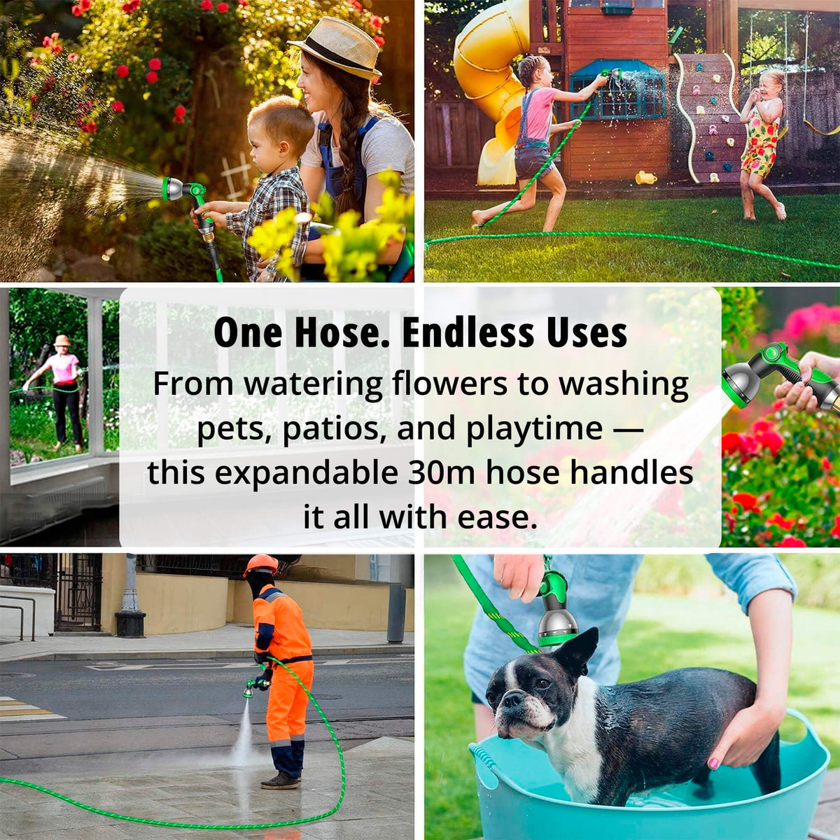 Garden Hose | Expands 3x, Anti-Kink & Leak-Proof | Lengths 22–90 m