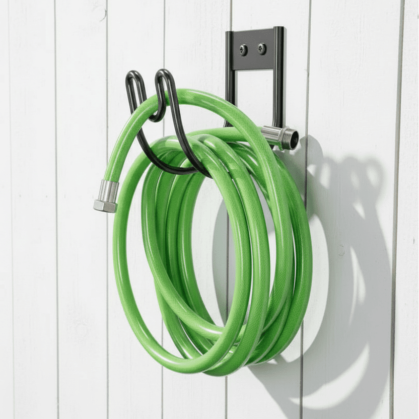 Garden Hose Holder | Wall-Mounted Metal Frame | Kink-Free Storage