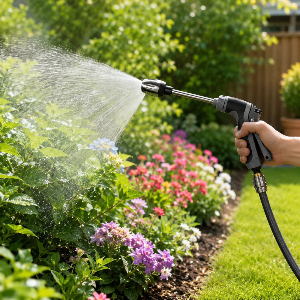 Garden Hose Nozzle | Stainless Steel & Adjustable High-Pressure