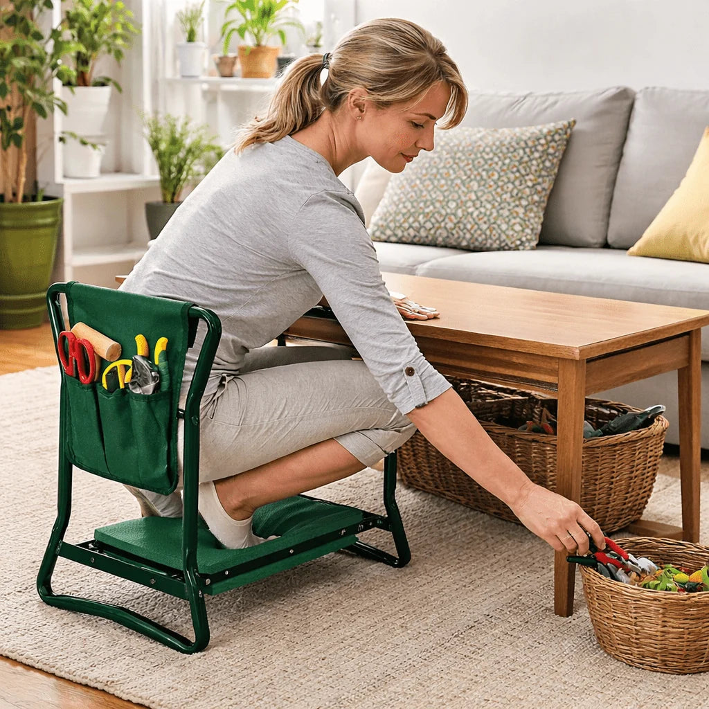 Garden Knee Stool & Seat | Foldable 2-in-1 | Padded Steel Frame