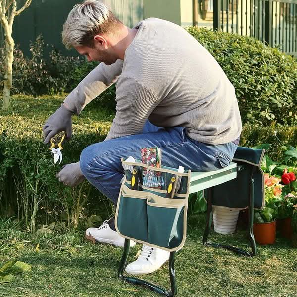 Garden Knee Stool & Seat | Foldable 2-in-1 | Padded Steel Frame