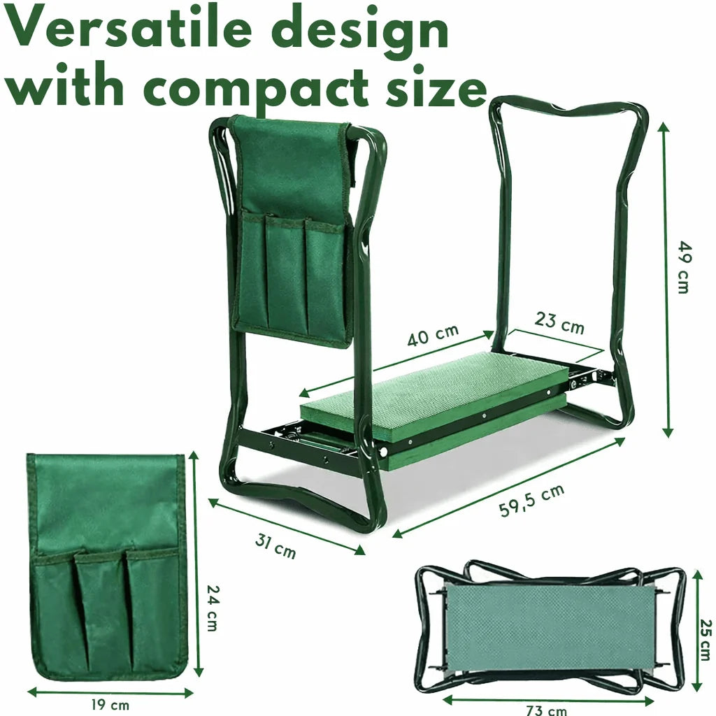 Garden Knee Stool & Seat | Foldable 2-in-1 | Padded Steel Frame
