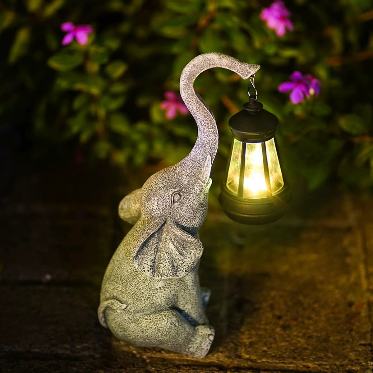 Garden Lamp | Solar Stone-Effect Resin & Warm White LED