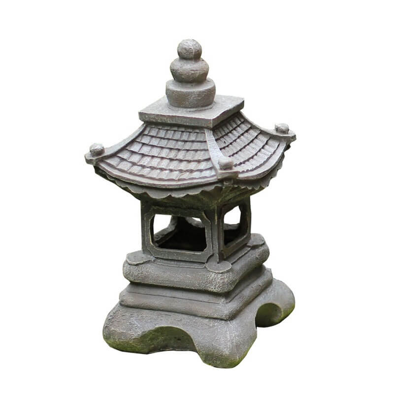 Garden Lamp | Zen Pagoda Stone-Effect & Solar-Powered | 34 cm