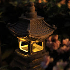 Garden Lamp | Zen Pagoda Stone-Effect & Solar-Powered | 34 cm