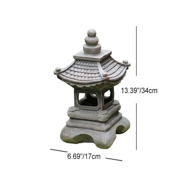 Garden Lamp | Zen Pagoda Stone-Effect & Solar-Powered | 34 cm