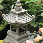 Garden Lamp | Zen Pagoda Stone-Effect & Solar-Powered | 34 cm