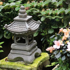 Garden Lamp | Zen Pagoda Stone-Effect & Solar-Powered | 34 cm