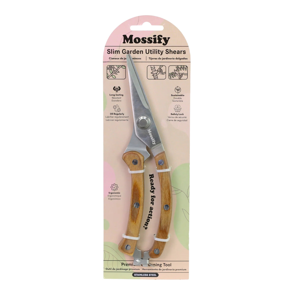 Garden Pruning Shears | Slim Stainless Steel Blades & Ergonomic Wooden Handle