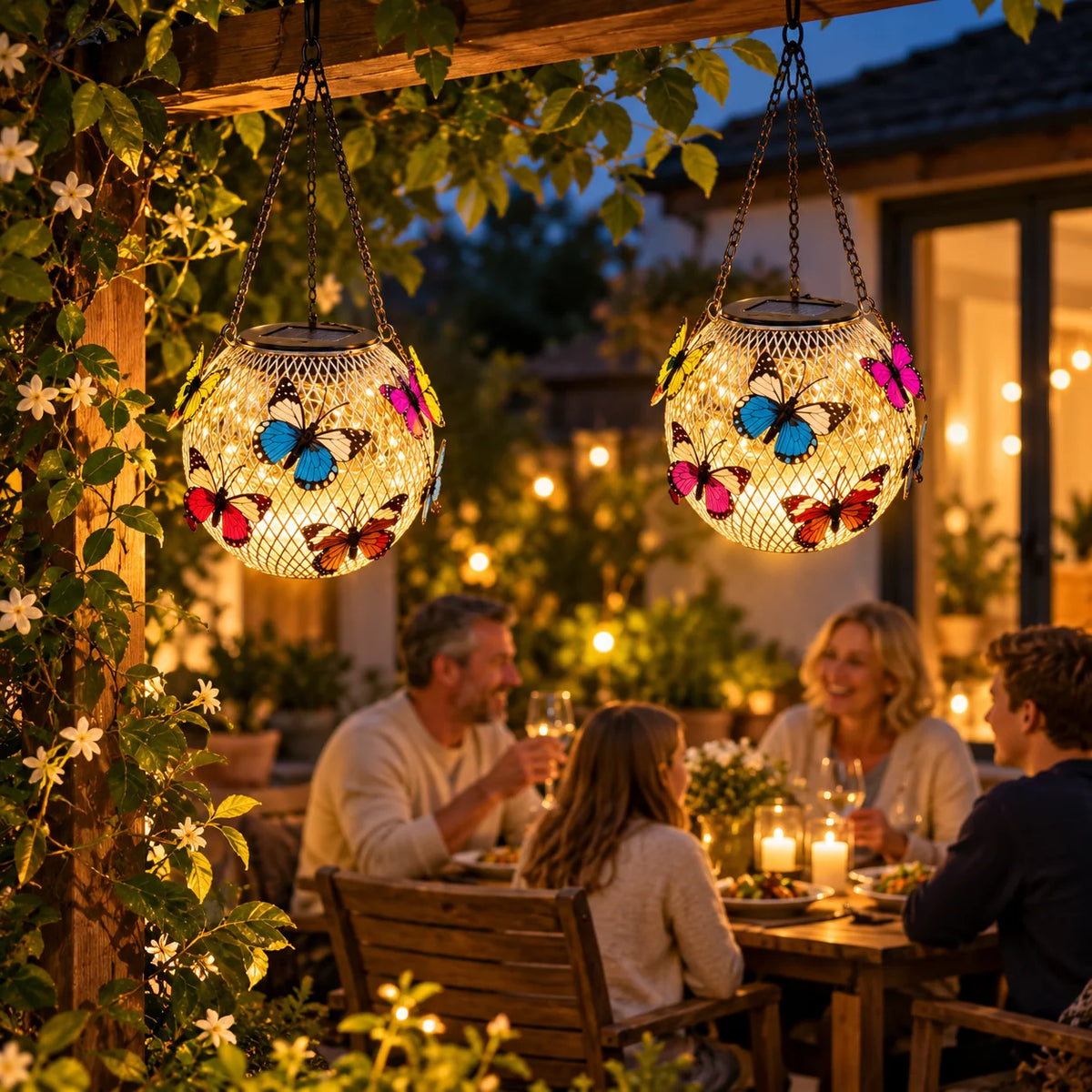 Garden Solar Lantern | 20 Warm-White LEDs & IP65 Weatherproof | With Hanging Chain