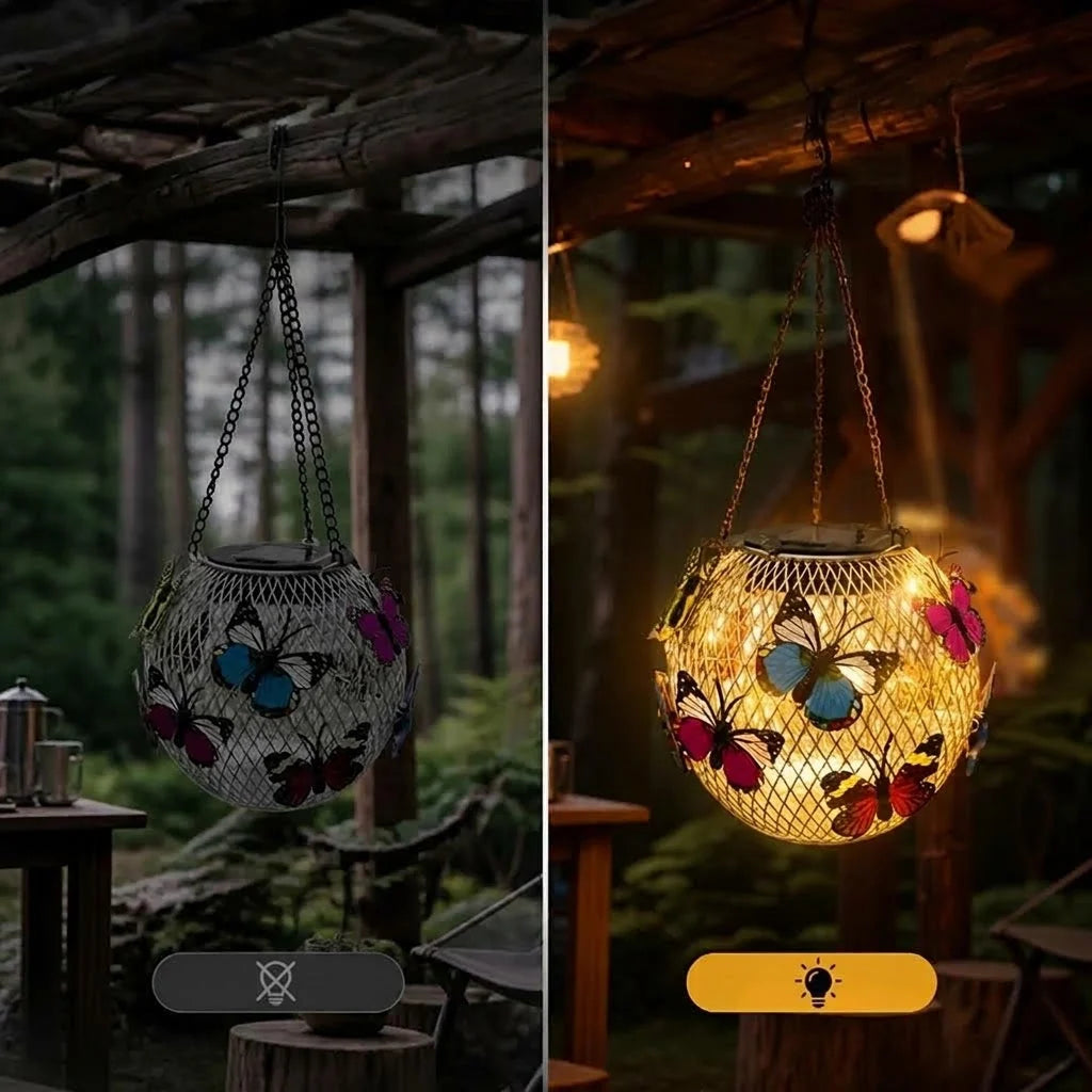Garden Solar Lantern | 20 Warm-White LEDs & IP65 Weatherproof | With Hanging Chain